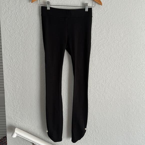 WHBM Black Pearl Ruched Ankle Leggings XXS Black Mobwife Feminine Girly Dainty - Picture 1 of 7